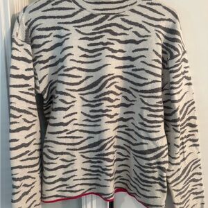 Anthropologie Black and White Zebra Print Turtleneck Sweater